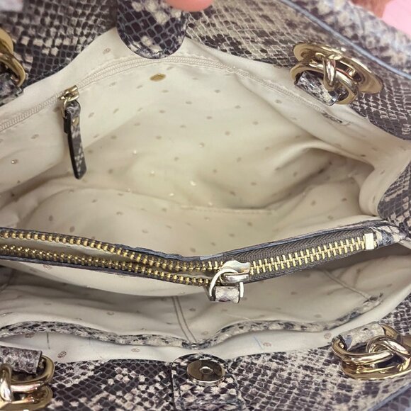 KATE SPADE Gold Coast Maryanne Large Satchel Quilted Snake Print Leather - Picture 6 of 8